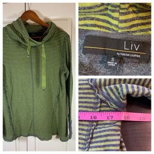 Habitat Clothes to Live In Lagenlook Tunic Sweatshirt Small Green Cowl Neck‎